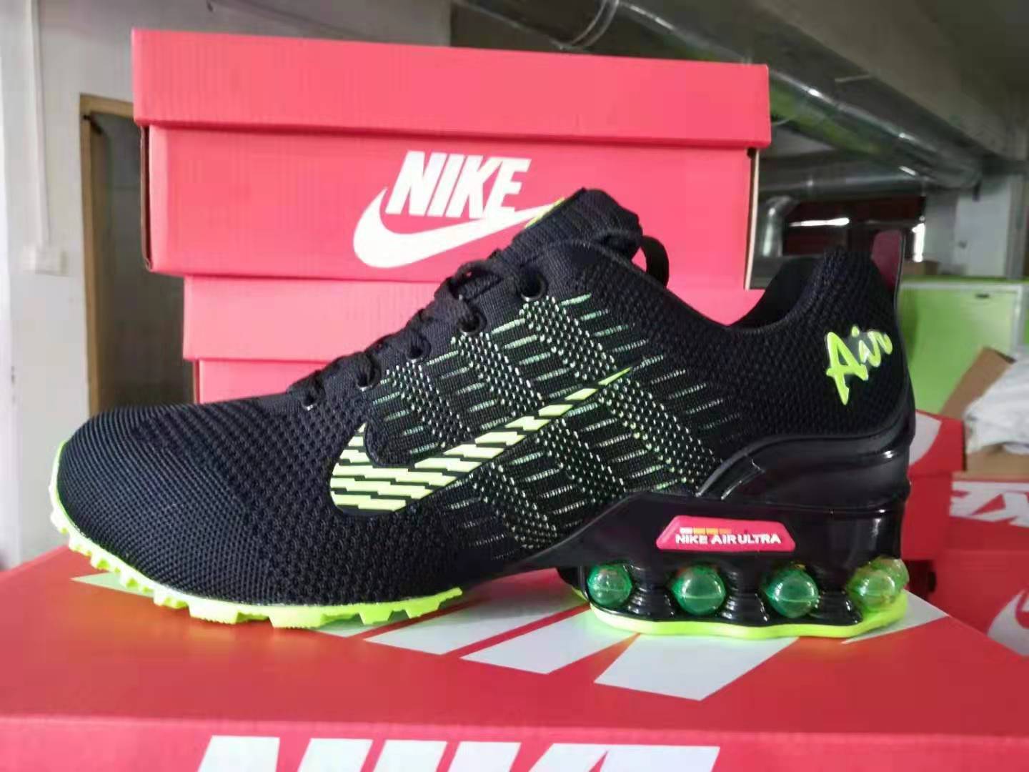 2021 Nike Air Ultra 2022 Black Green Running Shoes - Click Image to Close